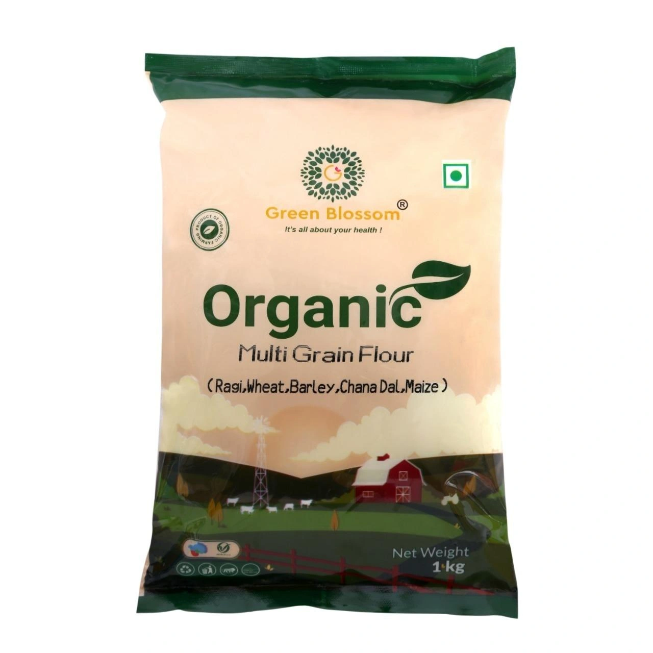 Organic Multi Grain Flour / Atta - 10 Kg ( Pack of 10, 1 Kg ) I Green Blossom-RVA8ZGSVUM