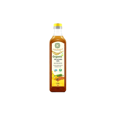 Organic Mustard Oil ( Kachi Ghani) - 1 Ltr (Pack of 1) I Green Blossom