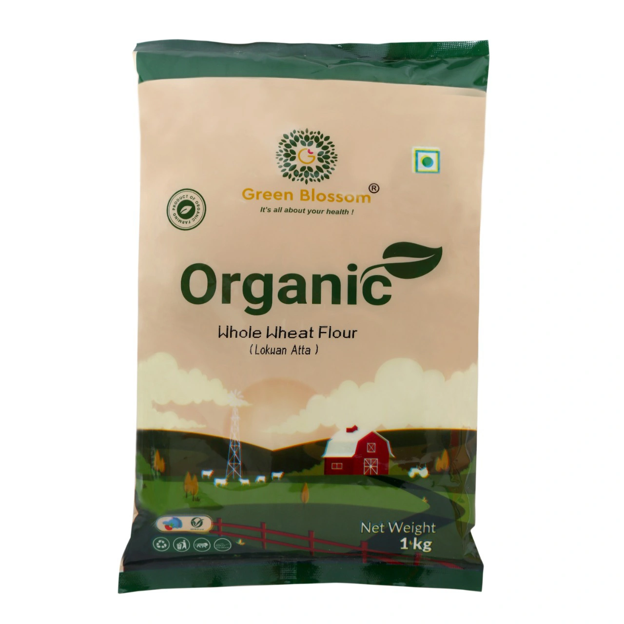 Organic Whole Wheat Flour / Chakki Atta - 1 Kg ( Pack of 1)-1kg-5