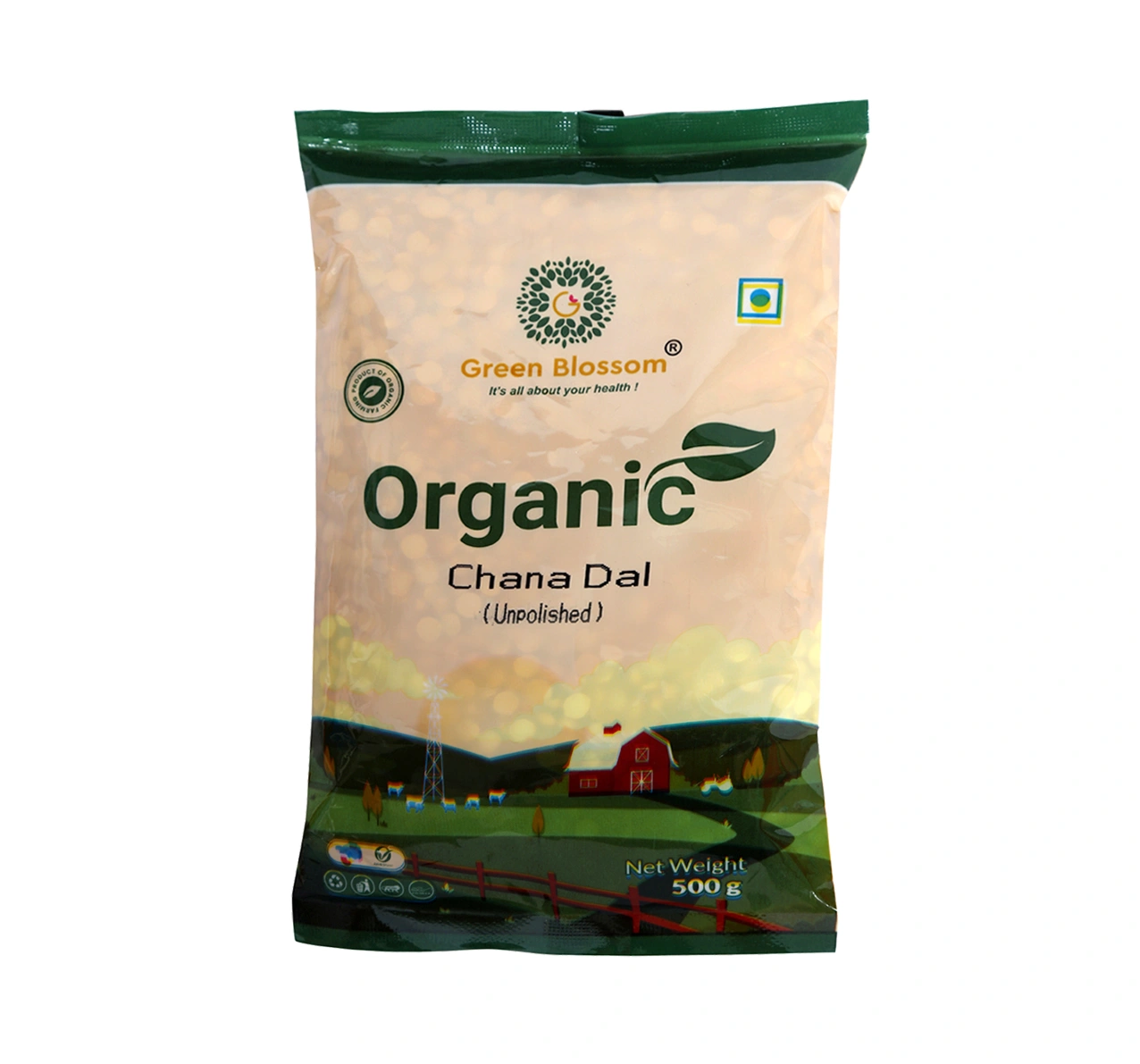 Organic Chana Dal  / Split Bengal Gram - 500g (Pack of 1) I Green Blossom-500g-5