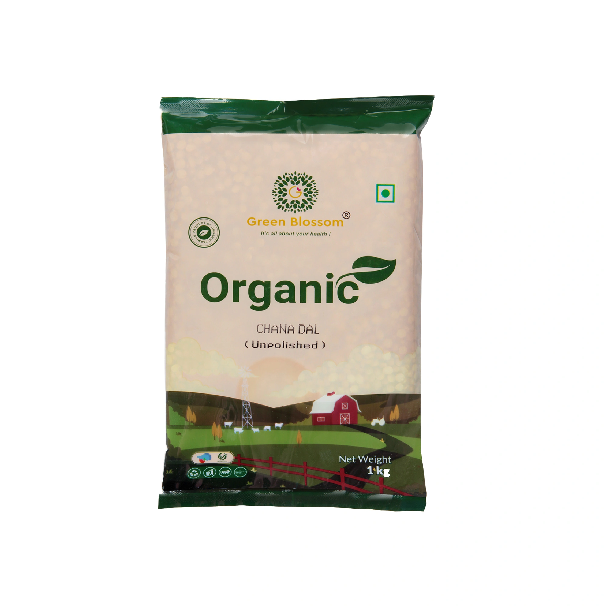 Organic Chana Dal / Split Bengal Gram - 1 Kg (Pack of 1) I Green Blossom-1Kg-5