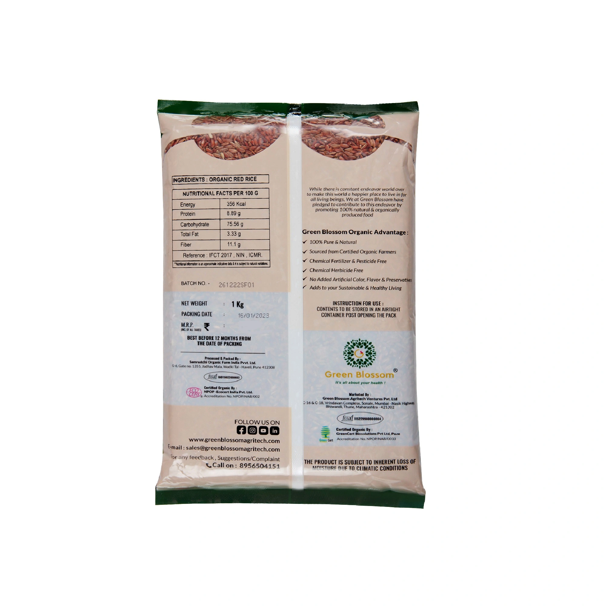 Organic Red Rice - 1 Kg (Pack of 1) I Green Blossom-1Kg-9