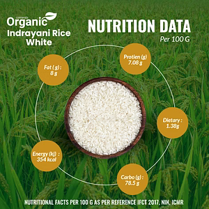Organic Indrayani Rice (White) - 1Kg (Pack of 1) I Green Blossom