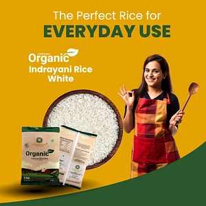 Organic Indrayani Rice (White) - 1Kg (Pack of 1) I Green Blossom