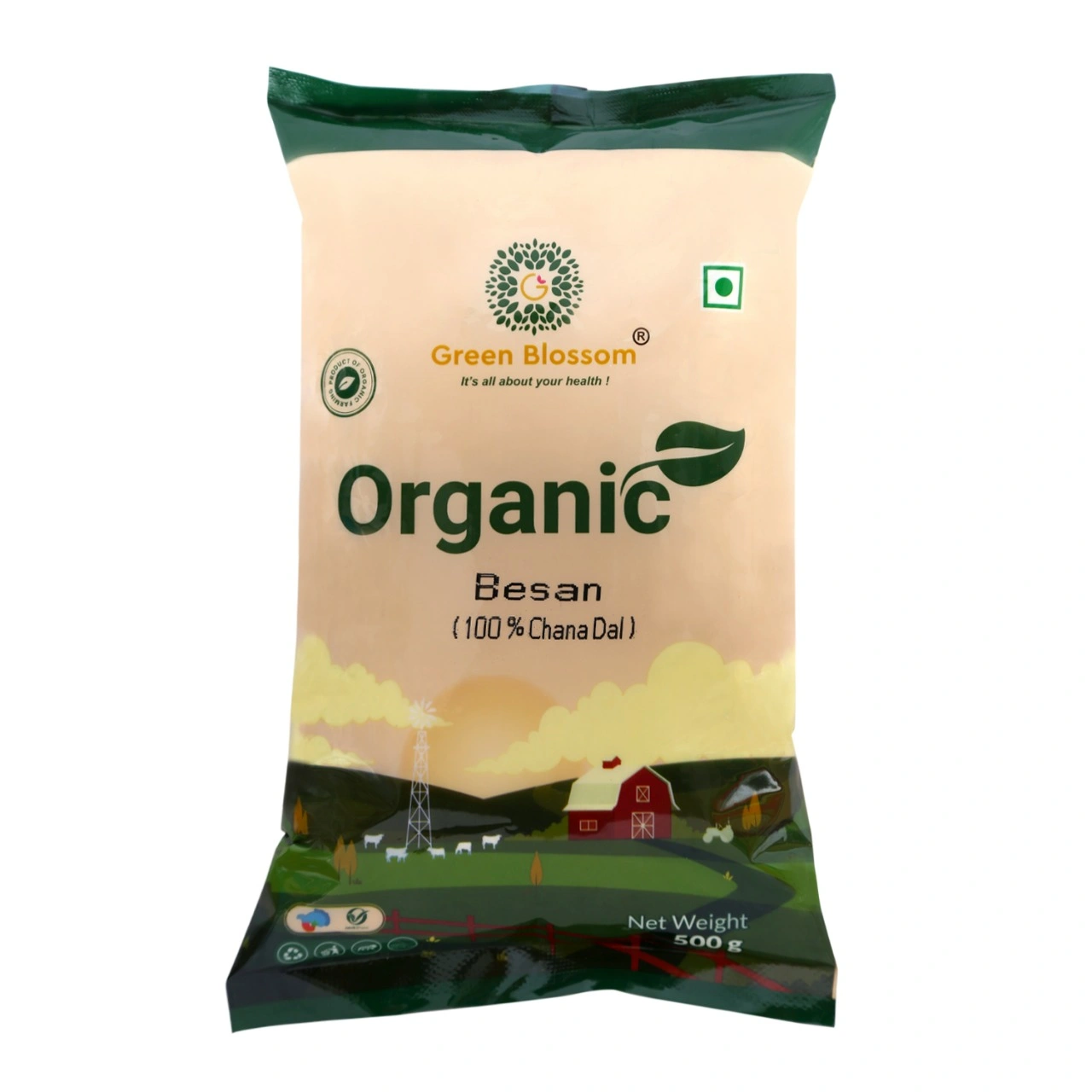 Organic Besan - 500g ( Pack of 1) I 100% Vegan I Gluten Free I Soaks very Less Oil I Green Blossom-500g-5