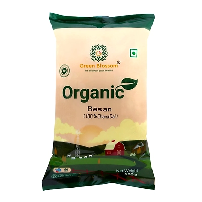 Organic Besan - 500g ( Pack of 1) I 100% Vegan I Gluten Free I Soaks very Less Oil I Green Blossom
