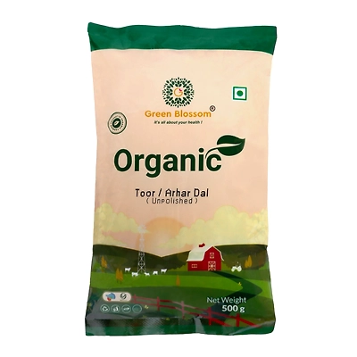 Organic Toor Dal /Arhar Dal / Split Pigeon Pea - 500g ( Pack of 1) I Green Blossom