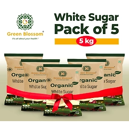 Organic White Sugar (Sulpherless) - 5 Kg (1 Kg, Pack of 5) I Green Blossom