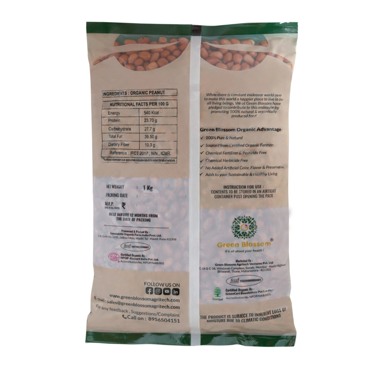 Organic Peanut (Groundnut) - 3 Kg (Pack of 3 , 1 Kg) I Green Blossom-3kg-5