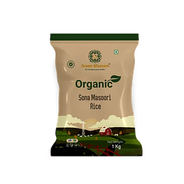organic sona masoori rice (white) - 1kg (pack of 1) i green blossom