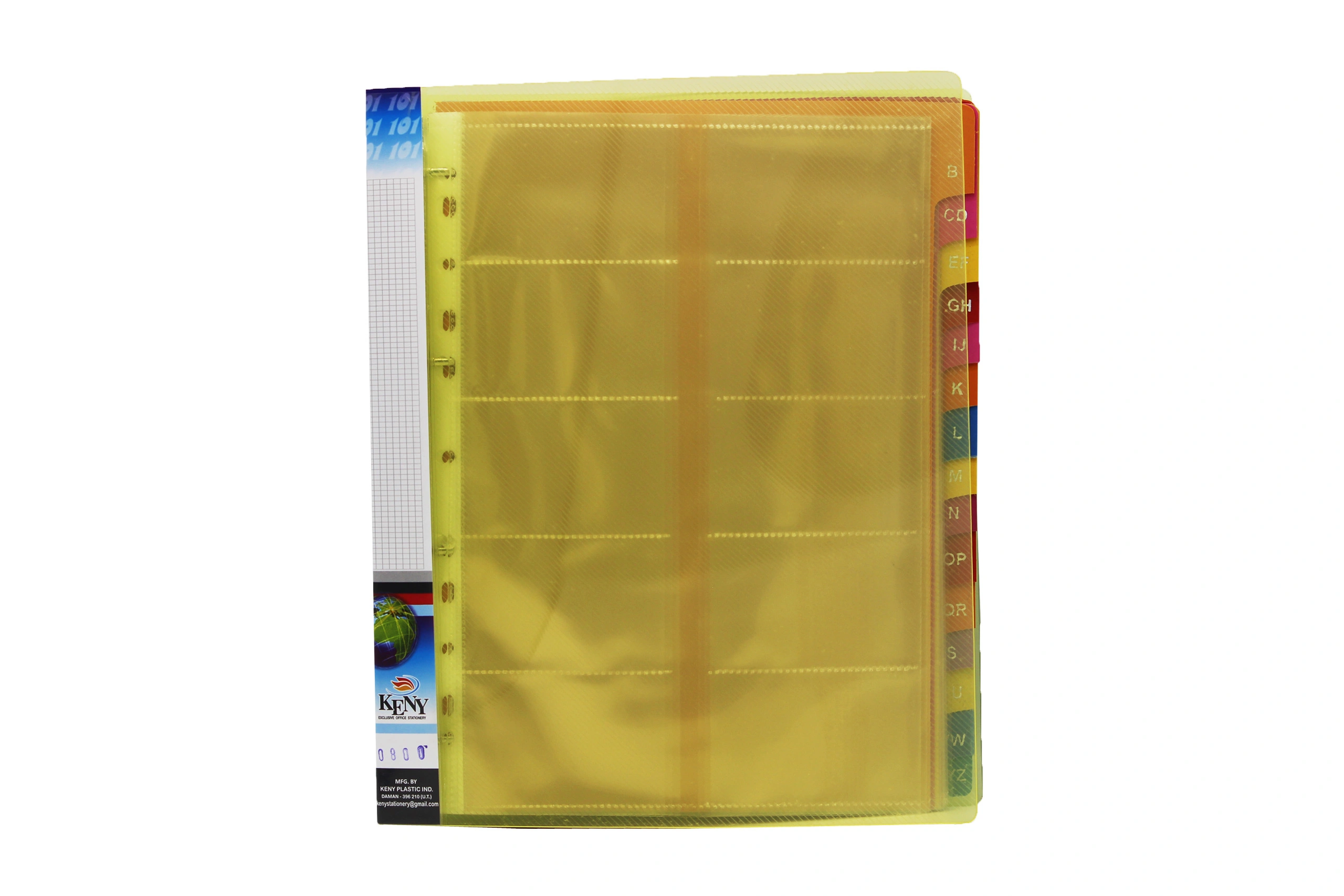 Keny Business Card Folder | Visiting / Name Card Organizer | 10 Cards Size | 800 Pockets with Index &amp; Box | (760/800B)-Yellow-2