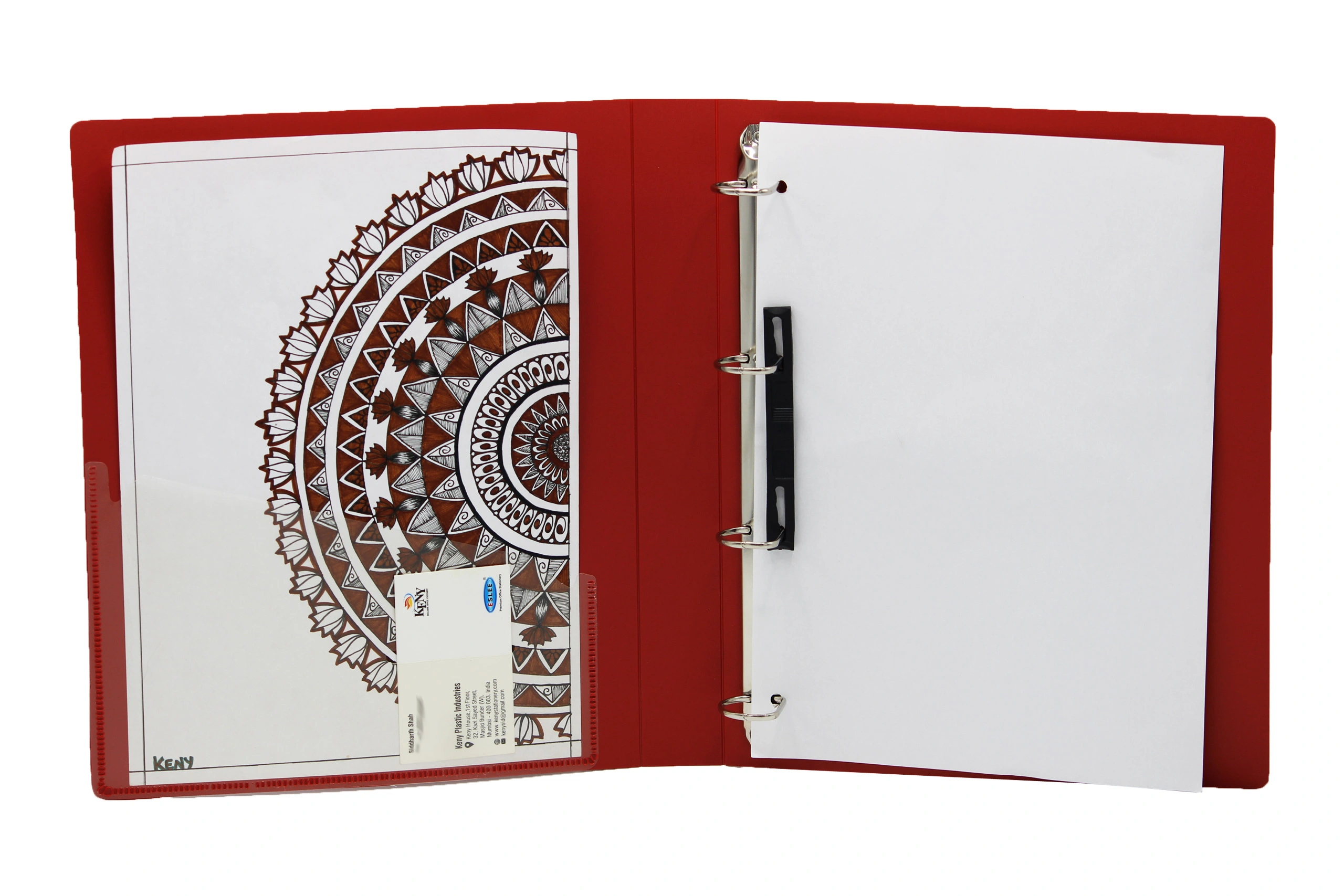 Keny Ring Binder | Best for A4 Size Papers | 4D Shaped 25mm Rings | D Ring Clip | (824A-4D)-Red-2