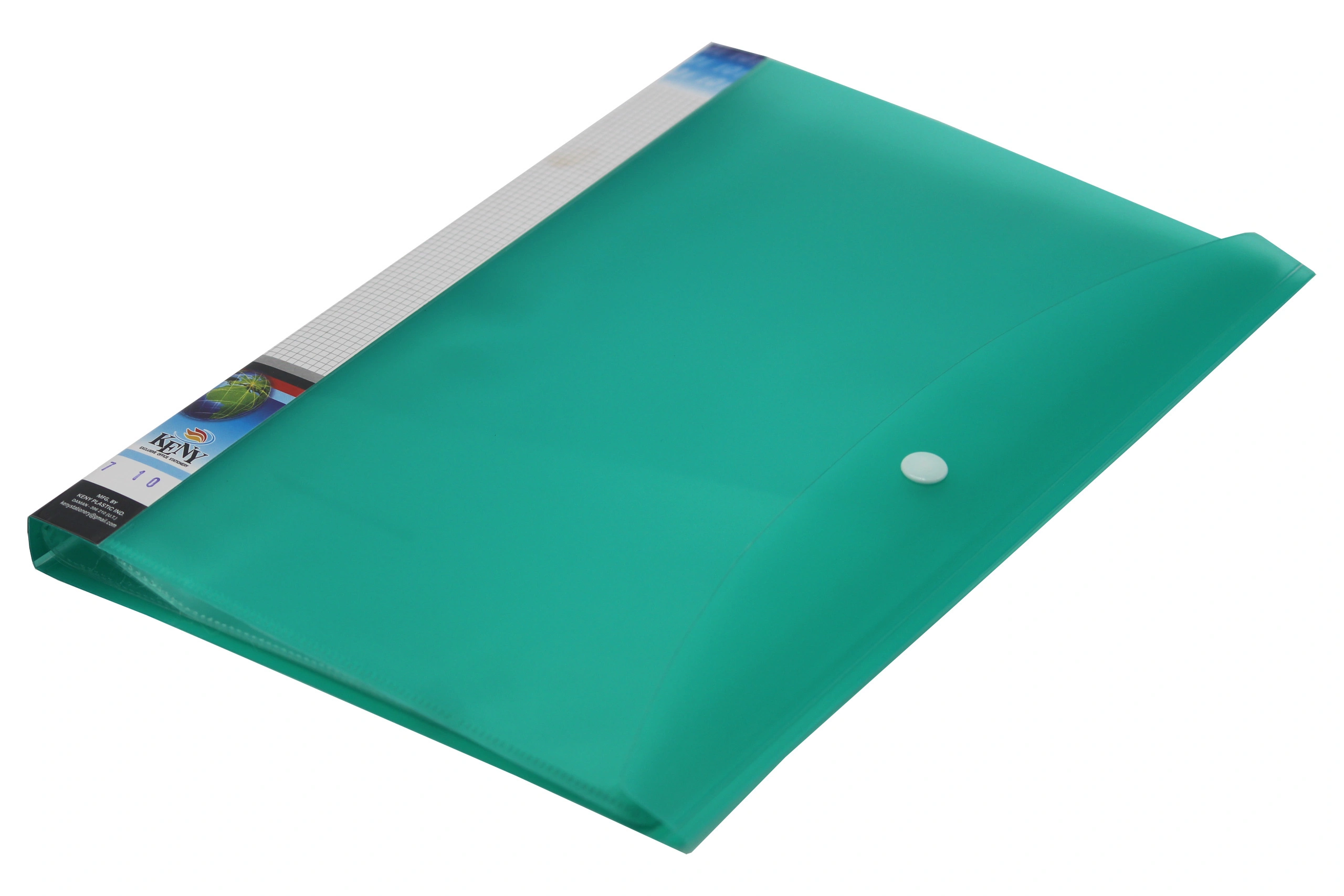 Keny Display File | Clear Leaves | Best for FC/ FS / Foolscap / Legal Size | 10 Folders | Plastic Clip | Button Flap | (857F/10F)-857F10FGREEN