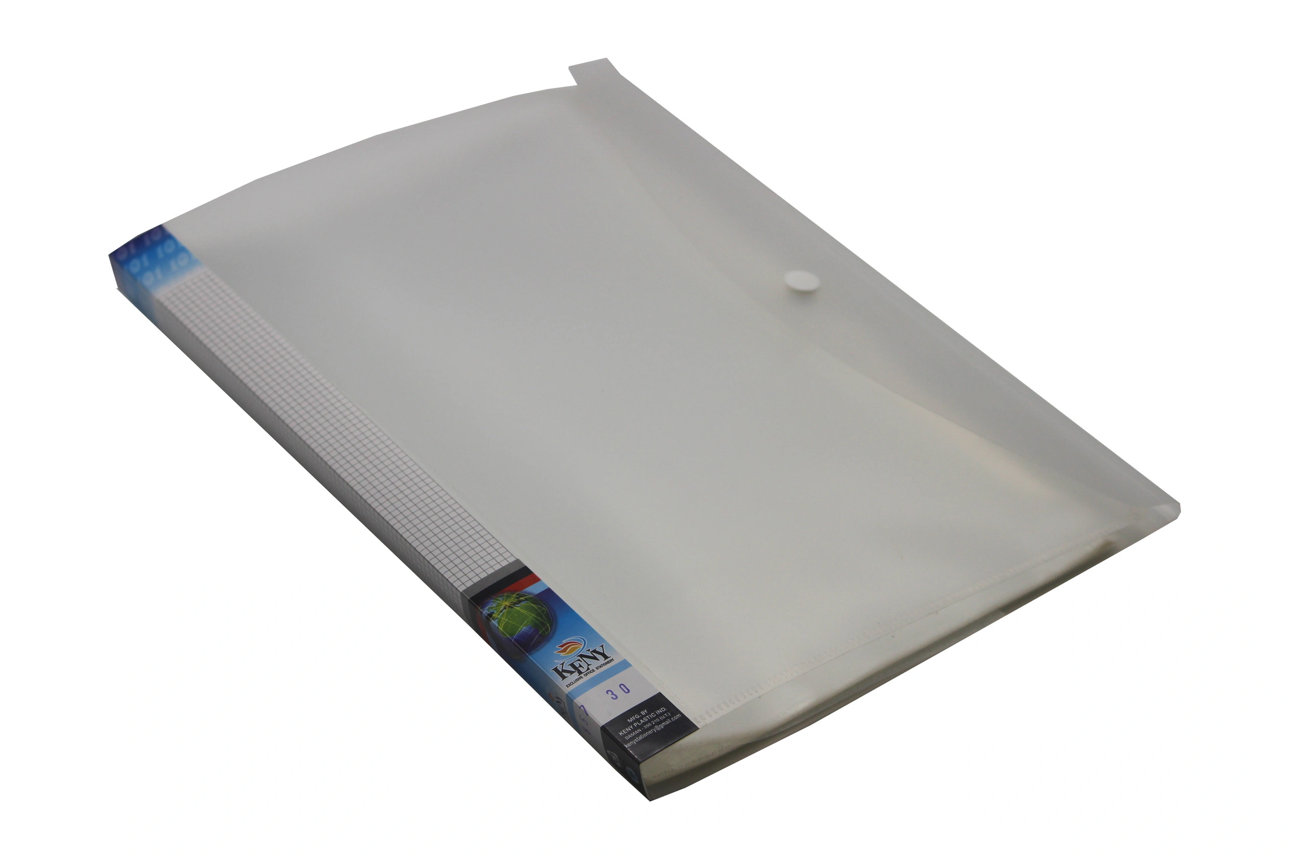 Keny Display File | Clear Leaves | Best for FC/ FS / Foolscap / Legal Size | 10 Folders | Plastic Clip | Button Flap | (857F/10F)-857F10FWHITE