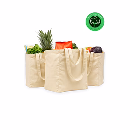 heavy-duty cotton canvas grocery bags set with inner pockets, dual handles & long shoulder straps – xl size, reusable, bulk supply from india