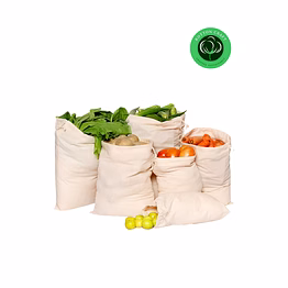 reusable organic cotton produce bags with drawstring – washable vegetable & bread storage bags, muslin fabric, eco-friendly, bulk supply from india