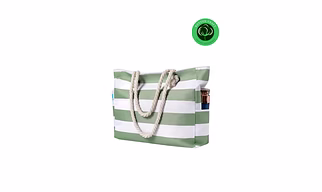 Large Cotton Canvas Beach Tote Bag for Women – Zippered, Reusable Swim & Pool Bag, Customizable, Bulk Supply from India