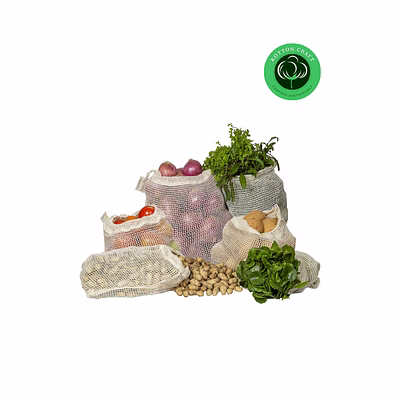 reusable organic cotton mesh produce bags with drawstring – washable muslin vegetable, fruit & bread storage bags
