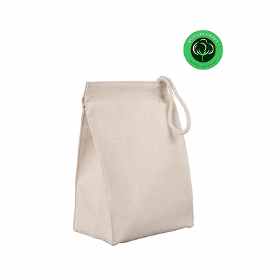 organic cotton lunch bag with rope handle – reusable eco lunch tote for bulk & custom branding