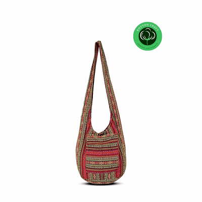 handmade boho cotton crossbody sling bag with zipper – lightweight unisex ethnic travel shoulder bag