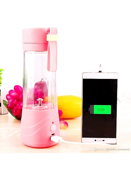 Portable Blender Cup,Electric USB Juicer Blender,Mini Blender Portable Blender For Shakes and Smoothies, juice,380ml, Six Blades Great for Mixing,pink-5