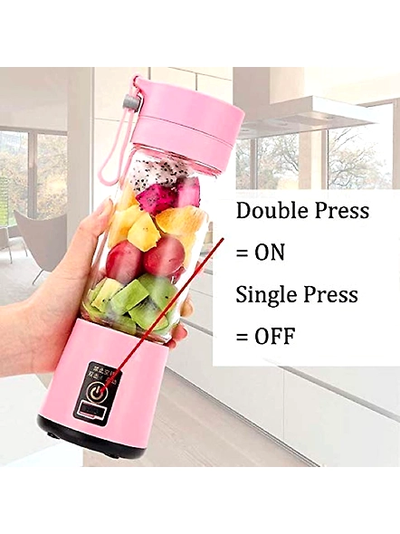 Portable Blender Cup,Electric USB Juicer Blender,Mini Blender Portable Blender For Shakes and Smoothies, juice,380ml, Six Blades Great for Mixing,pink-3