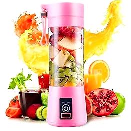 DC Portable Blender Cup,Electric USB Juicer Blender,Mini Blender Portable Blender For Shakes and Smoothies, juice,380ml, Six Blades Great for Mixing,pink