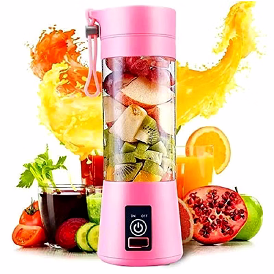portable blender cup - electric usb juicer blender for smoothies and shakes, 380ml, pink