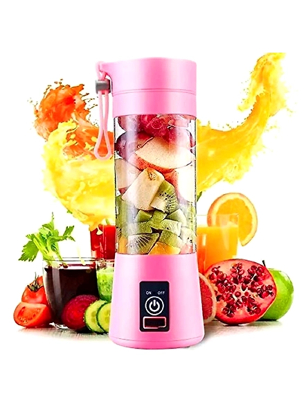 Portable Blender Cup,Electric USB Juicer Blender,Mini Blender Portable Blender For Shakes and Smoothies, juice,380ml, Six Blades Great for Mixing,pink