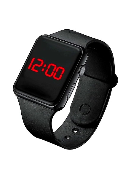 Digital Watch For Boys &amp; Girls With Time And Date Display-Wrist Watch- Black-LED-Watch-1