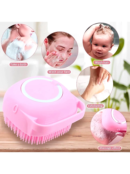 SP Silicone Massage Bath Body Brush Soft Bristle With Shampoo Dispenser
