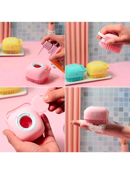 SP Silicone Massage Bath Body Brush Soft Bristle With Shampoo Dispenser