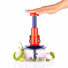 sp manual food chopper and hand push vegetable chopper, cutter, mixer set for kitchen with 3 stainless steel blade (pack of 1) (multicolor)