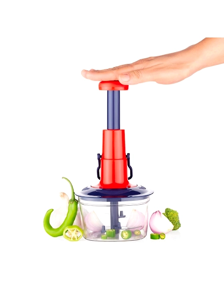 SP Manual Food Chopper and Hand Push Vegetable Chopper, Cutter, Mixer Set for Kitchen with 3 Stainless Steel Blade (Pack of 1) (Multicolor)