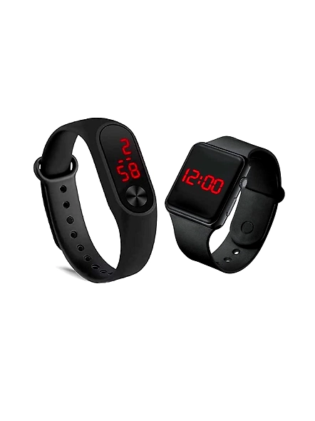 SP New Kids Digital Date and Time Black Dial LED Watch for Stylish Kids Unisex Birthday Gift Digital Watch for Boys & Girls | Pack of 2