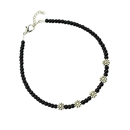 High Trendz Anklet for Girls Stylish Black Beads with Oxidized Charms