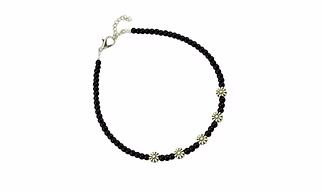 High Trendz Anklet for Girls Stylish Black Beads with Oxidized Charms