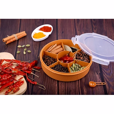 sp plastic 7 section round masala box for kitchen |multisection plastic masala box organiser, dry fruit box, chocolate box, multi color, air tight, leak proof, bpa free (grey)