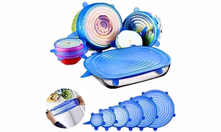SP Silicone Stretch Lids- Silicon Lids and Covers - Food Fresh Saver Cover, Freezable, Microwavable Cover Stretchable Covers for Bowls, Cups, Pots, 6-Pack of Various Sizes (Multicolour)-  Set of 6 Pcs