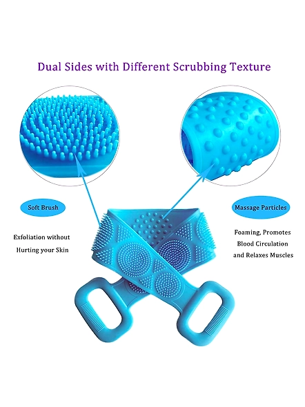 SP Body scrubber belt bath brush silicone scrub back skin shower double exfoliating massager-2