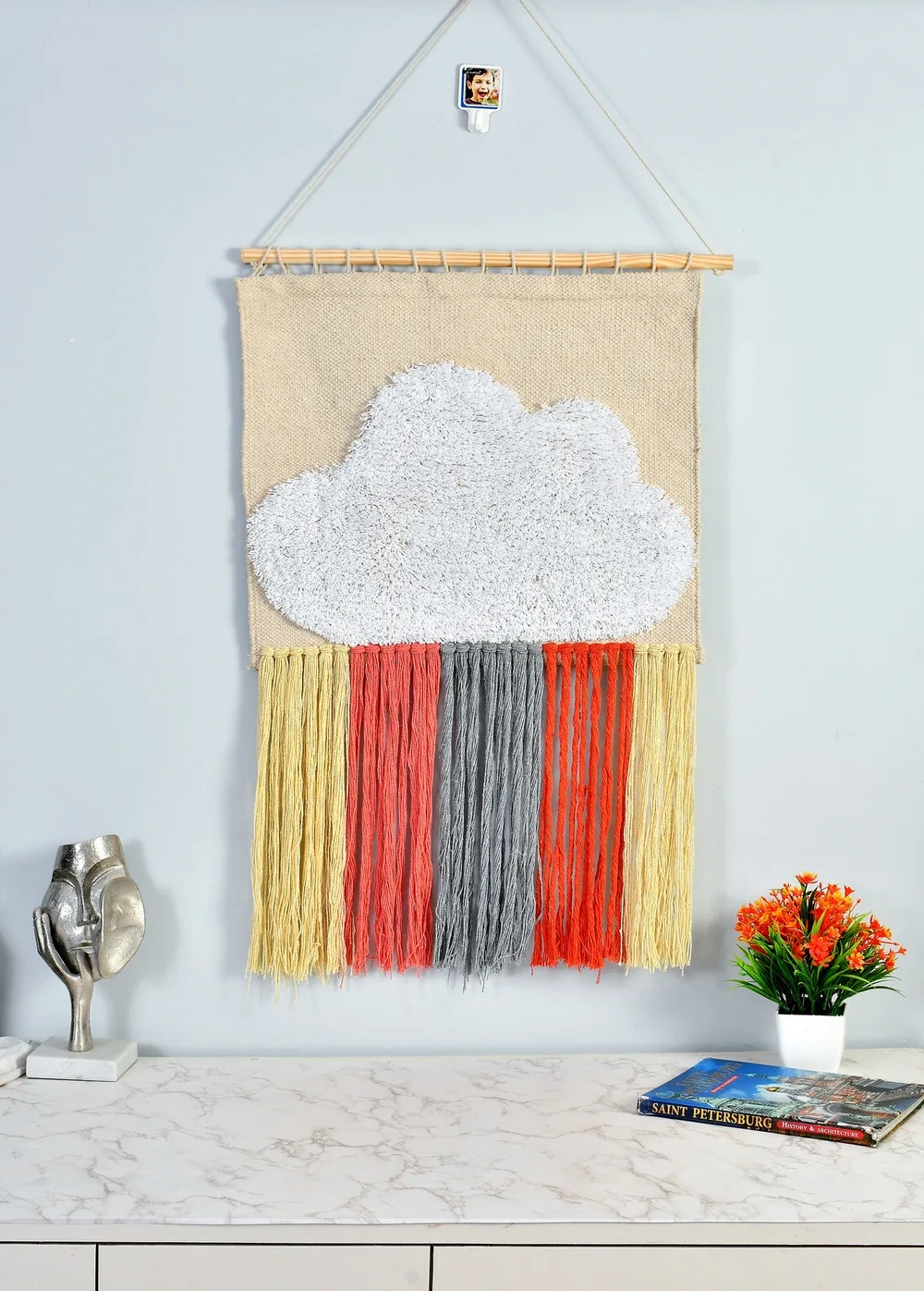 Wall hanging dhurrie cloud tassles-i524_1_1