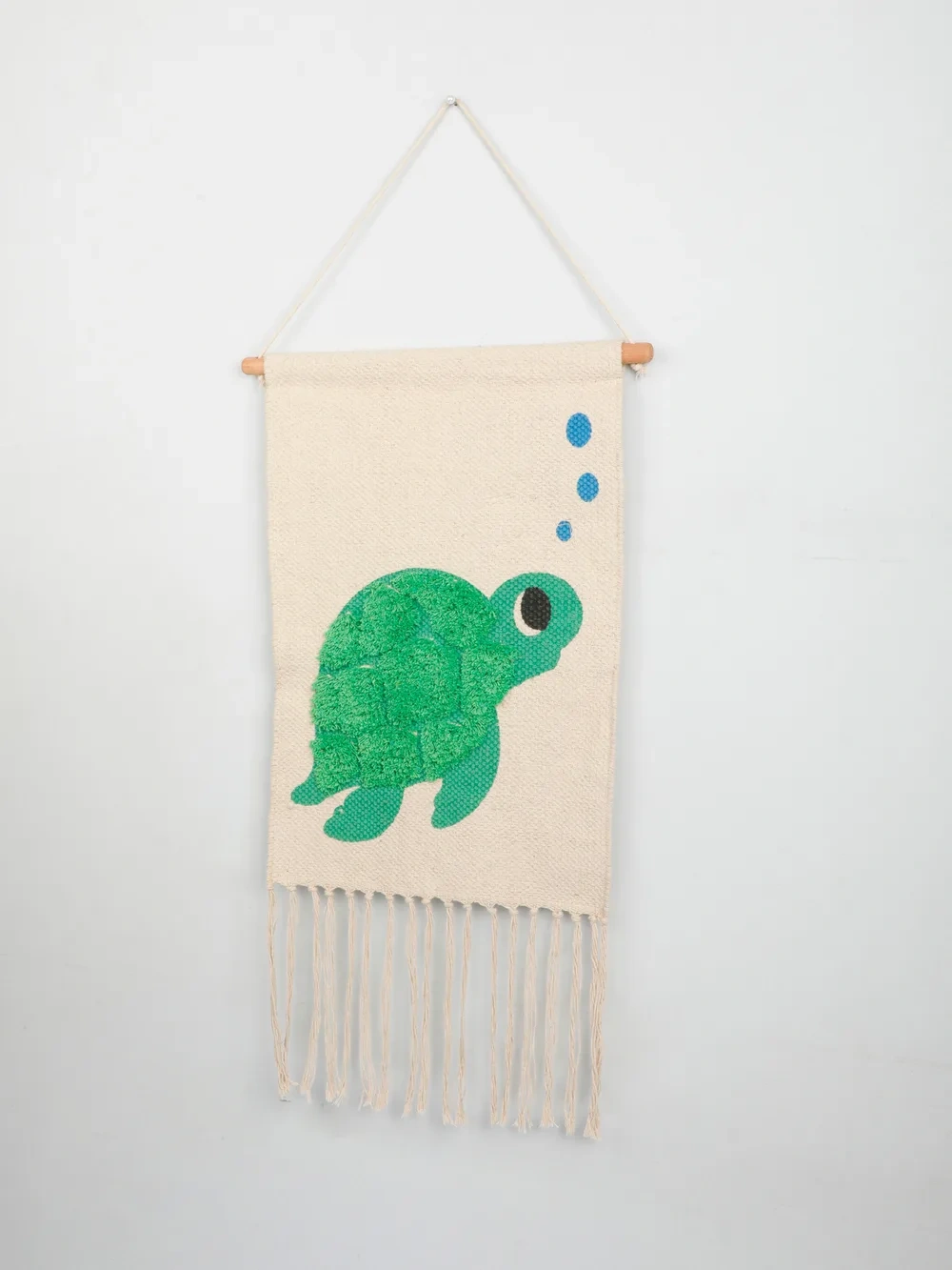 Cotton Tufted printed wall hanging for kids-Green-20x16 inches-1-4