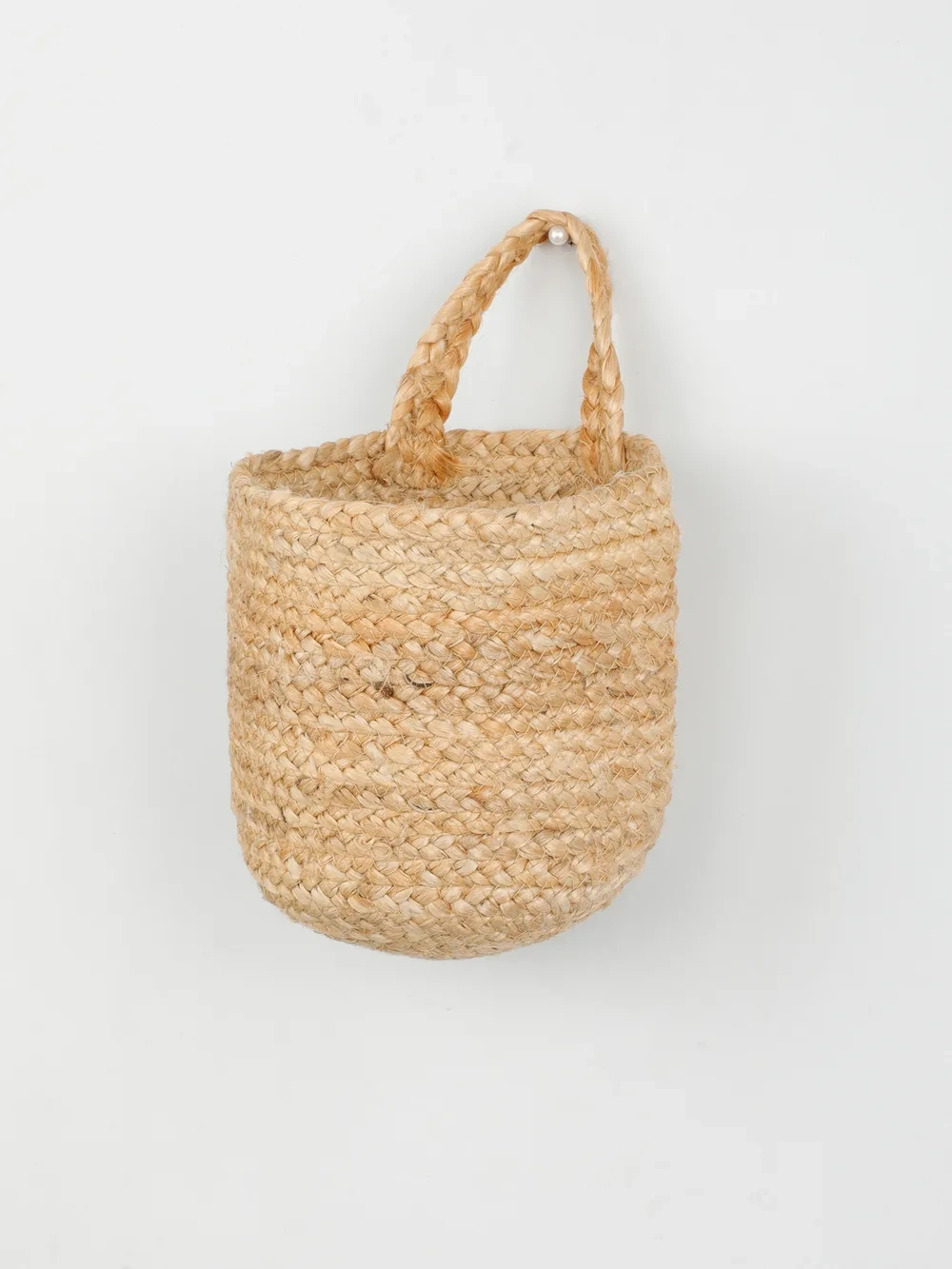 Jute basket plain with single handle-Beige-6x6x6.5 inches-1-1