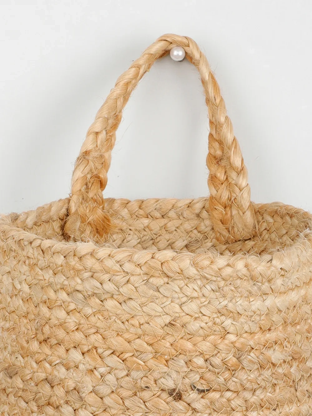 Jute basket plain with single handle-Beige-6x6x6.5 inches-1-3