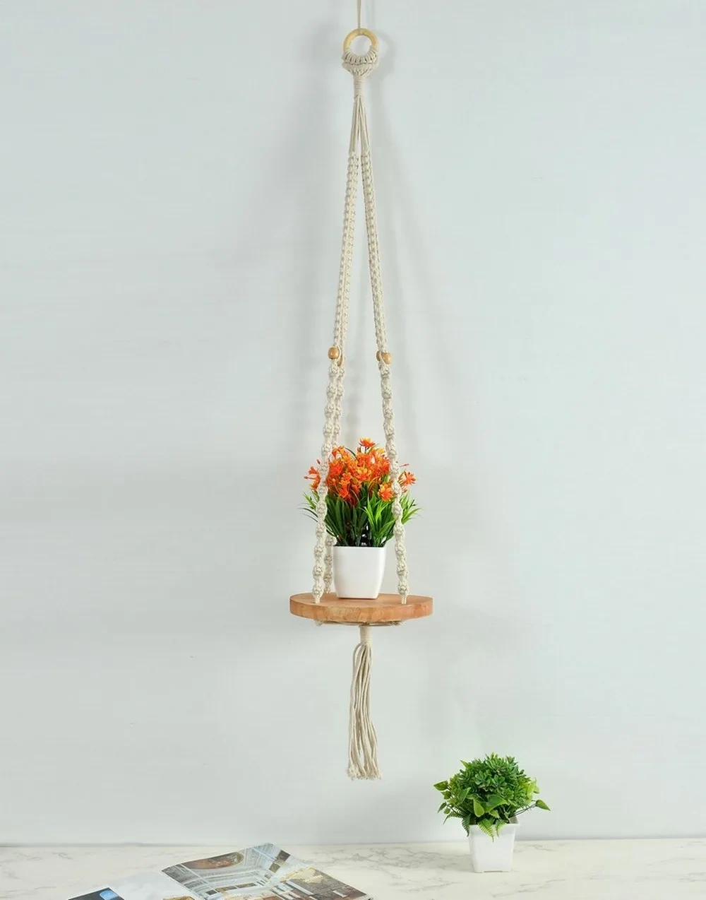 Cotton macrame Hanging Shelf pot, decoration item-i411_1_1