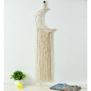 Crescent moon macrame wall hanging