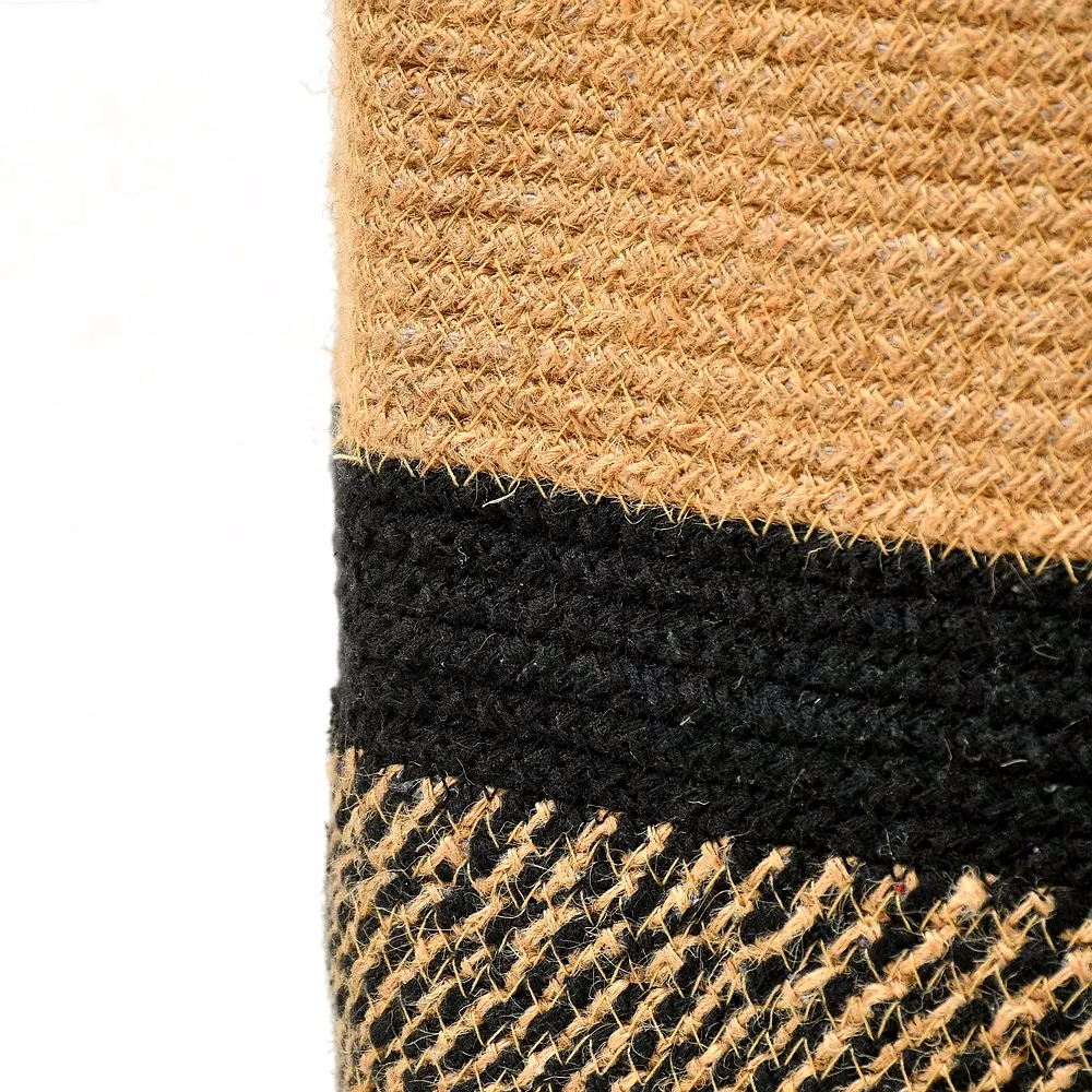 Jute Laundry Basket, Handle, Black, 16x16 image 2