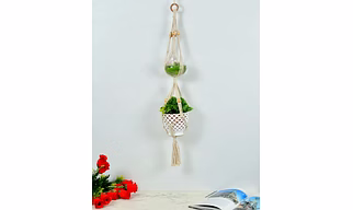 Macrame Multi Plant Pot Hanger, 2 Tier