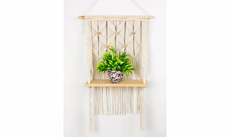 Macrame Shelf Hanging Planter, Leaf