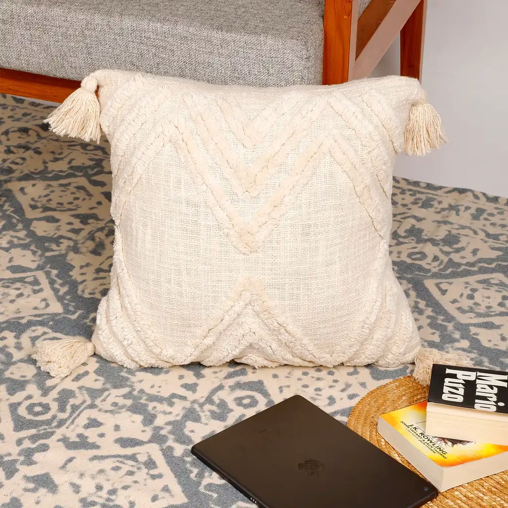 Cotton Cushion Cover Tufted Triangle image 2